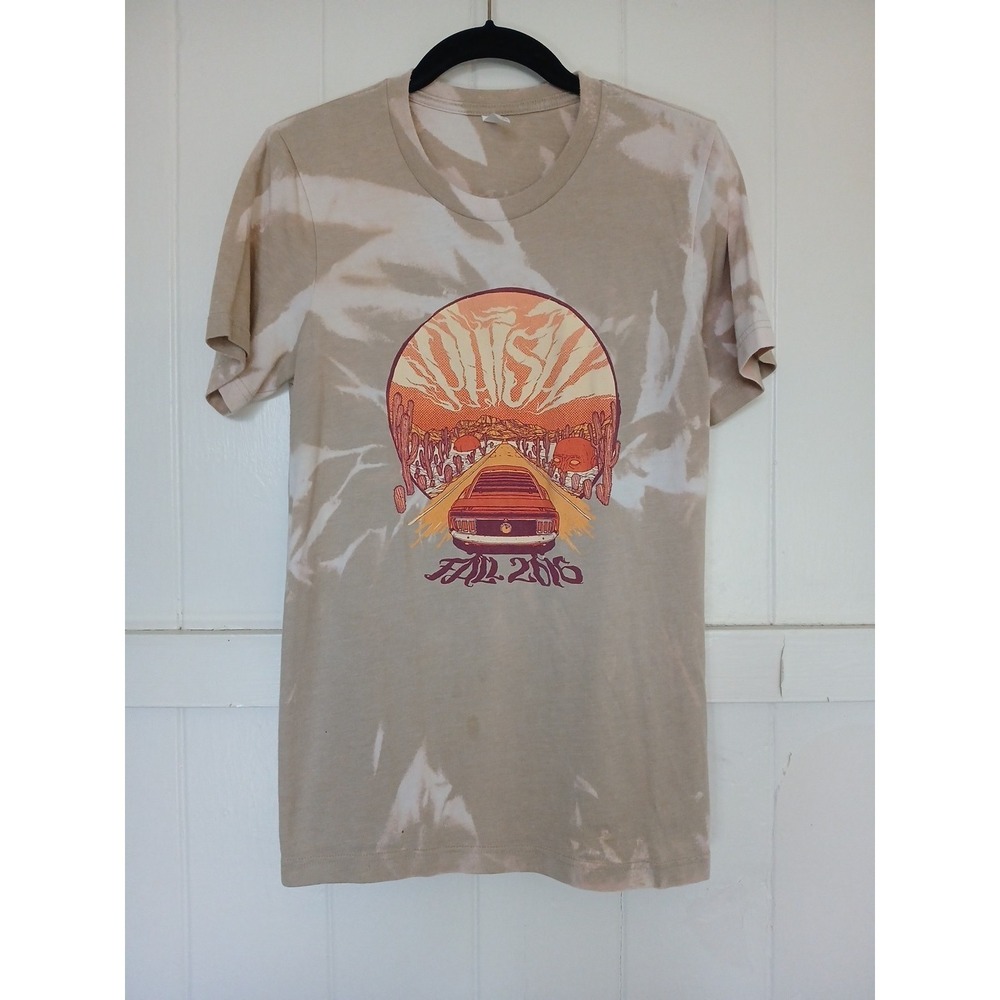 Phish T-Shirt Fall Tour 2016 Concert Band Tee Men's Small Beige Bleach Dyed SS *